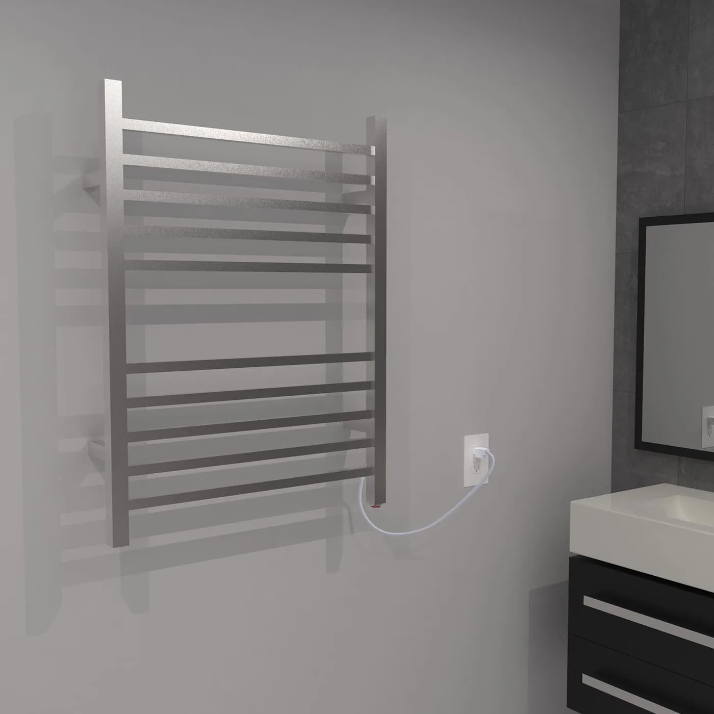 Amba RSWP-B Radiant Square Plug-In Towel Warmer with 10 Straight Bars, Brushed Finish