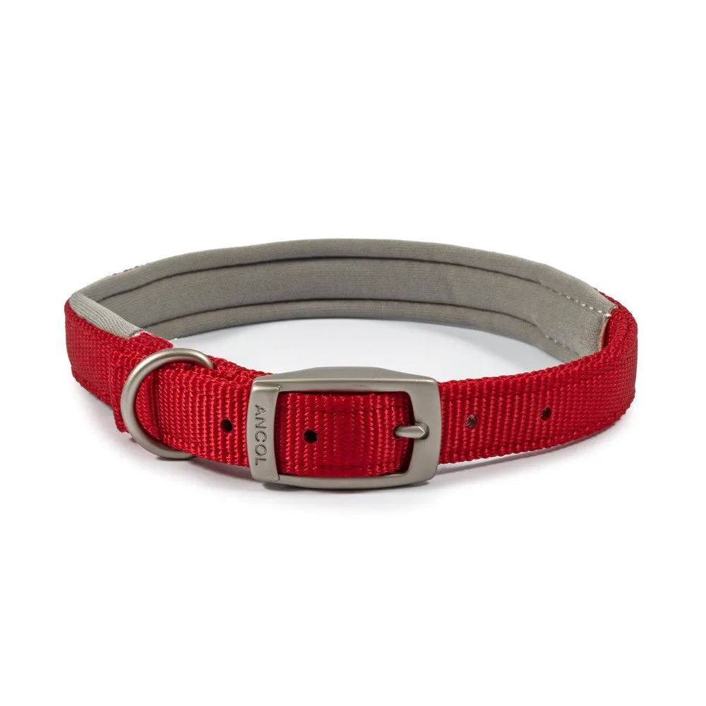 Ancol Viva Padded Nylon Collar Red 50-59cm Size 7