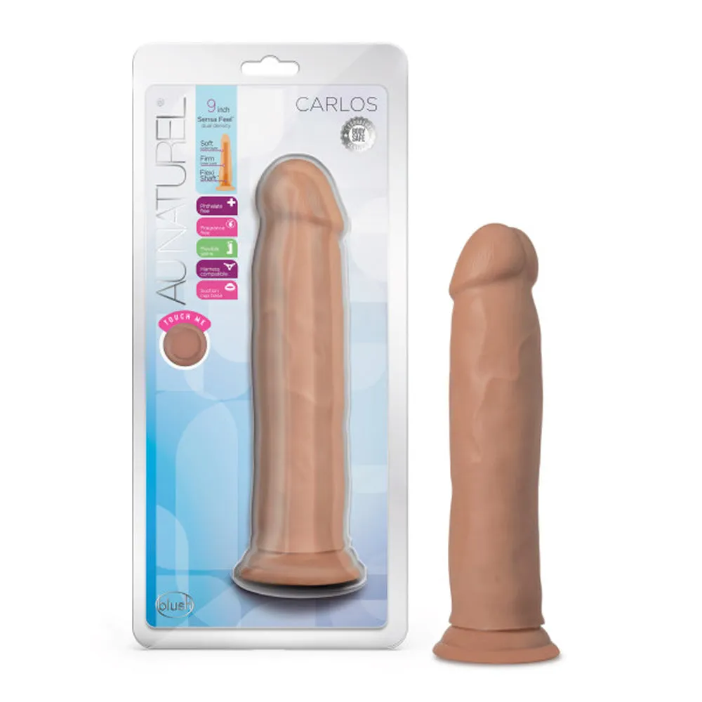 Au Naturel Carlos 9 in. Posable Dual Density Dildo Tan