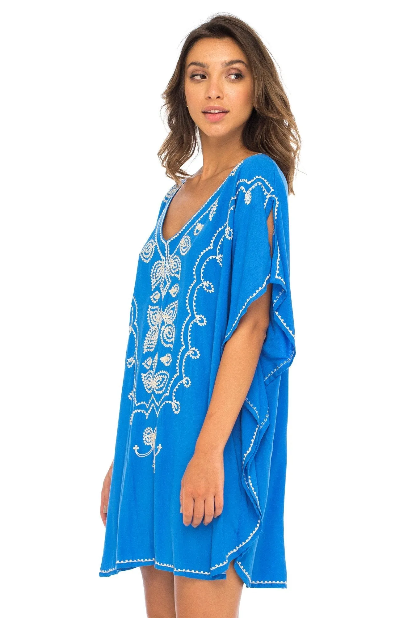 Back From Bali Womens Swimsuit Cover Up Bathing Suit Bikini Swimwear Cover Embroidered Boho Beach Tunic