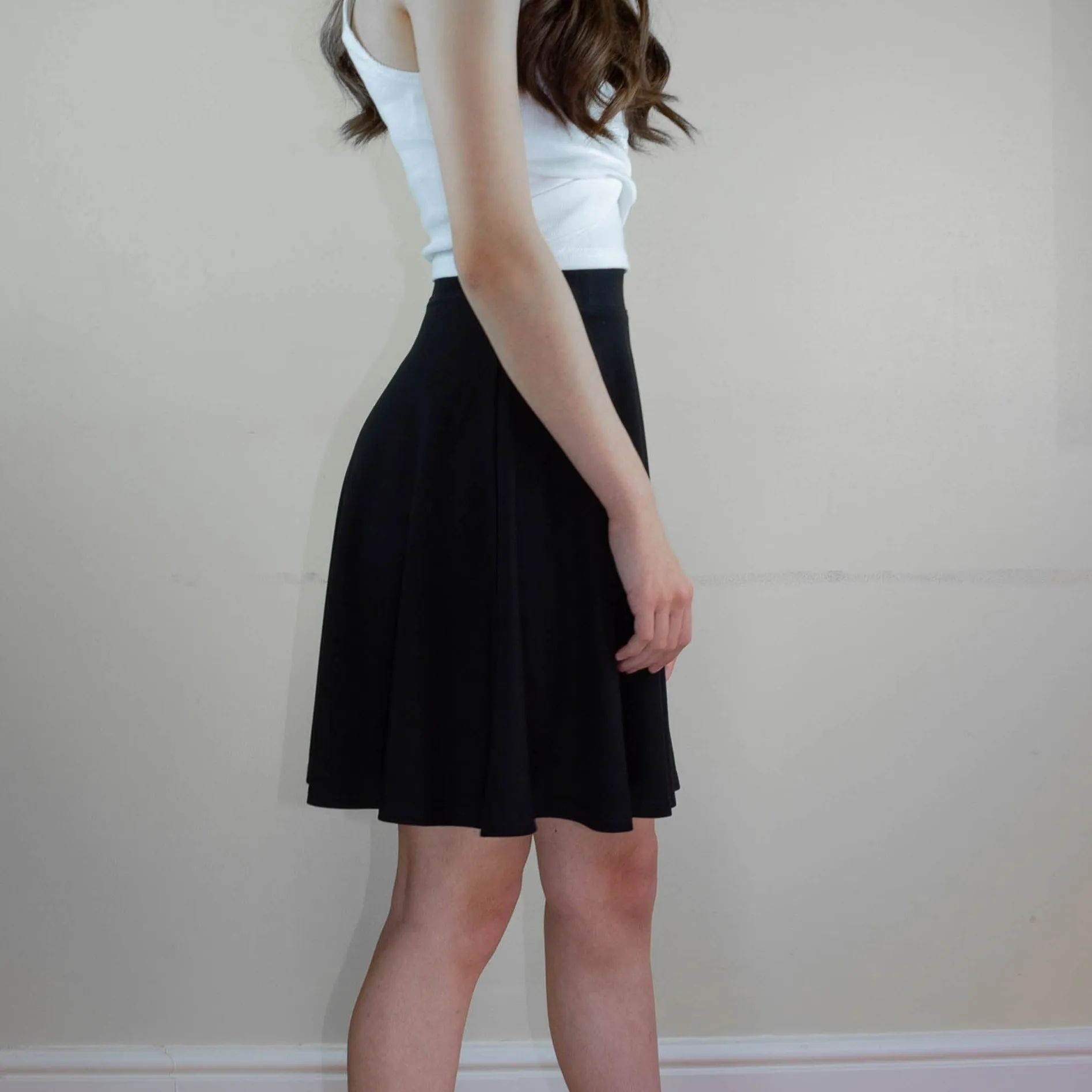 Black Skater Skirt - Premium Jersey