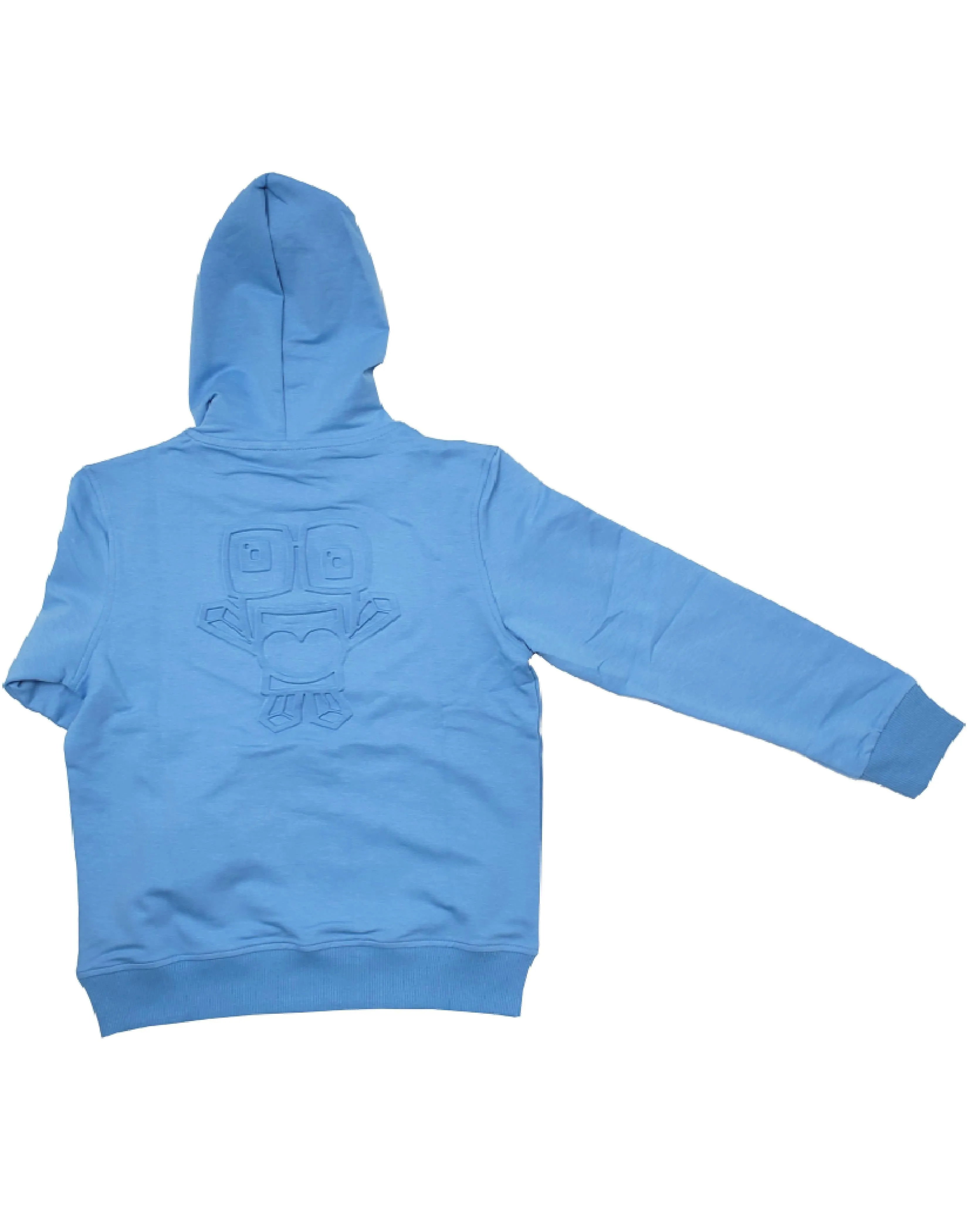 BLUE EMBOSSED PULLOVER HOODIE