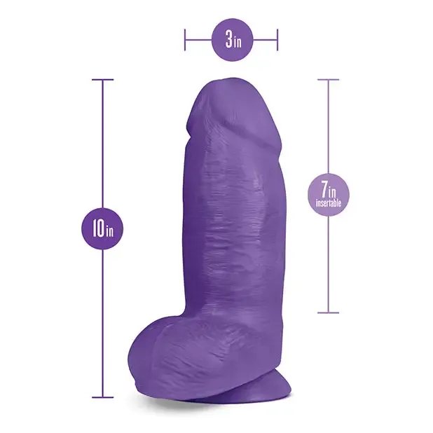 Blush Au Naturel Bold Chub 10 in. Posable Dual Density Dildo with Balls & Suction Cup Purple