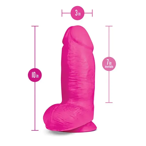 Blush Au Naturel Bold Chub 10 in. Posable Dual Density Dildo with Balls & Suction Cup Purple