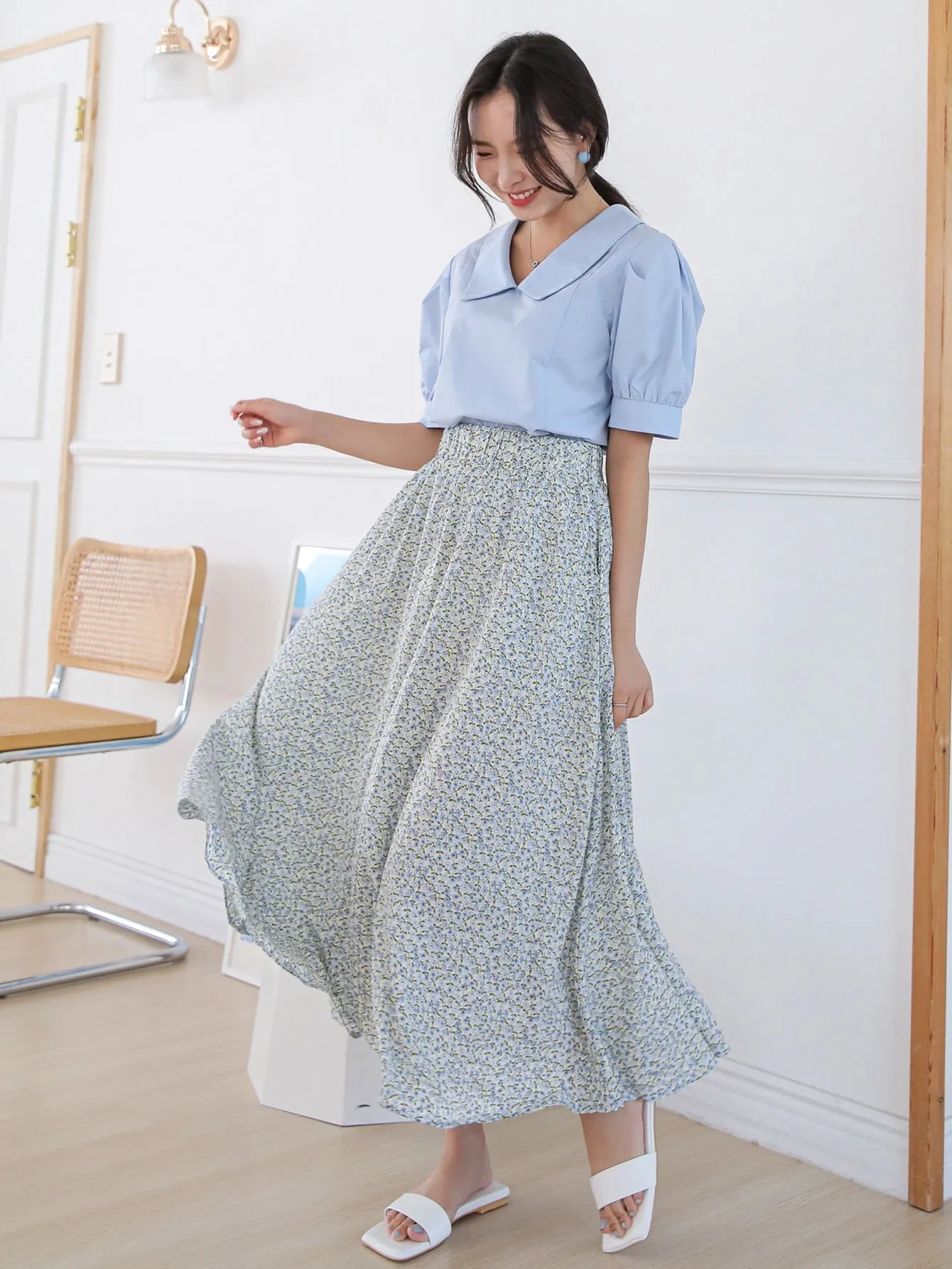 Boho Ditsy Floral High Waist Long Women Skirts