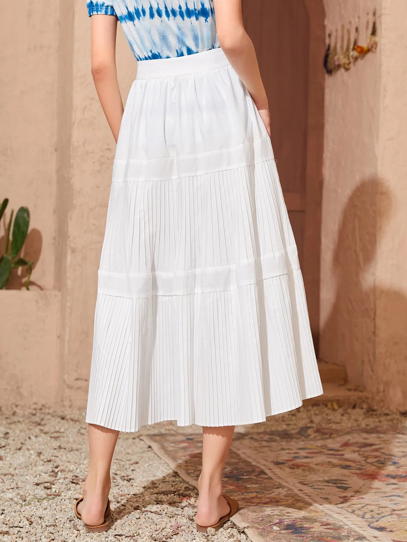 Boho Plain Zipper High Waist Maxi Women Skirts