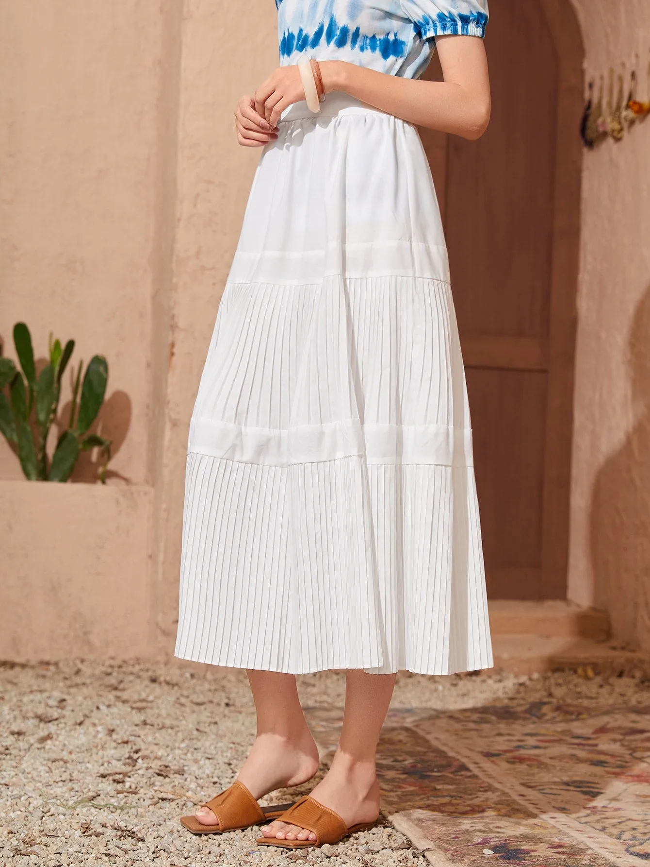 Boho Plain Zipper High Waist Maxi Women Skirts