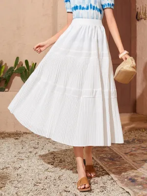 Boho Plain Zipper High Waist Maxi Women Skirts