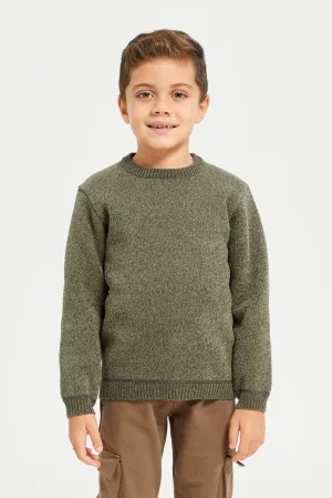 Boys Green Chenille With Fleece Lining Bonded Pullover