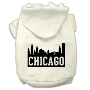 Chicago Skyline Screen Print Pet Hoodies Cream Size XL (16)