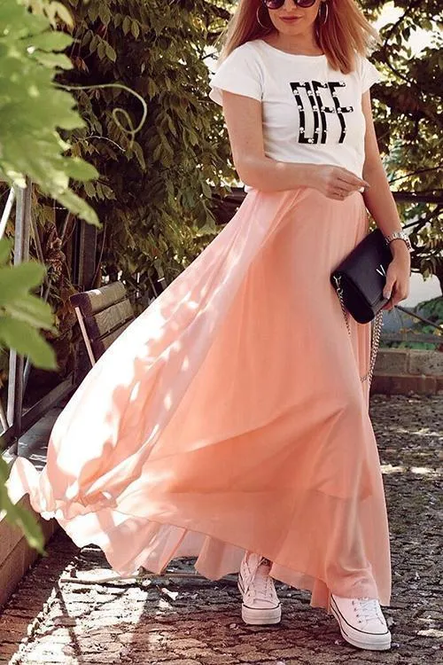 Chiffon High Waist Maxi Skirts