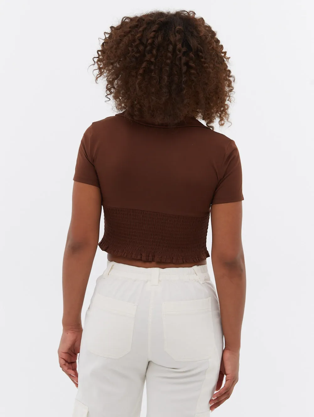 Constance Collared Wrap Crop Top