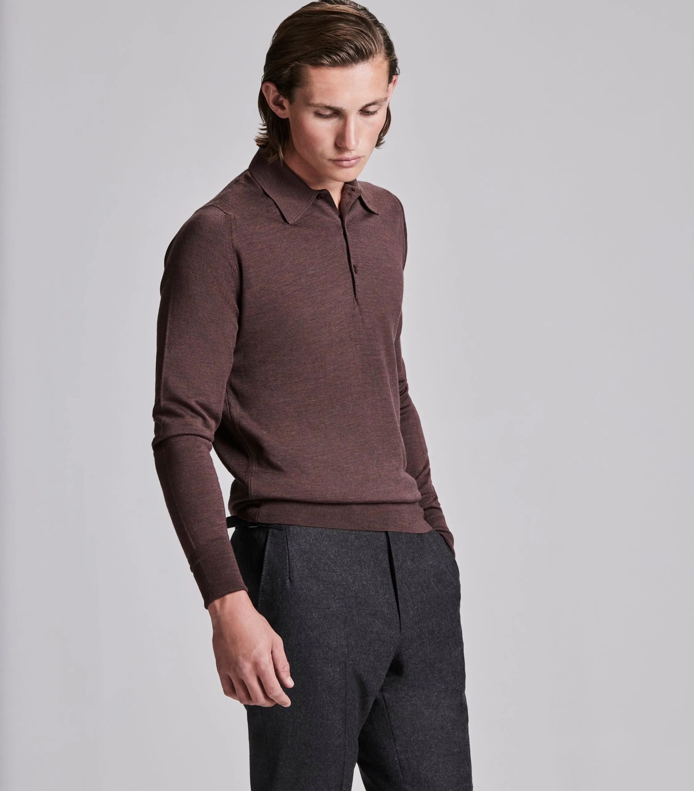 Copper Merino Wool Polo Neck Knitwear