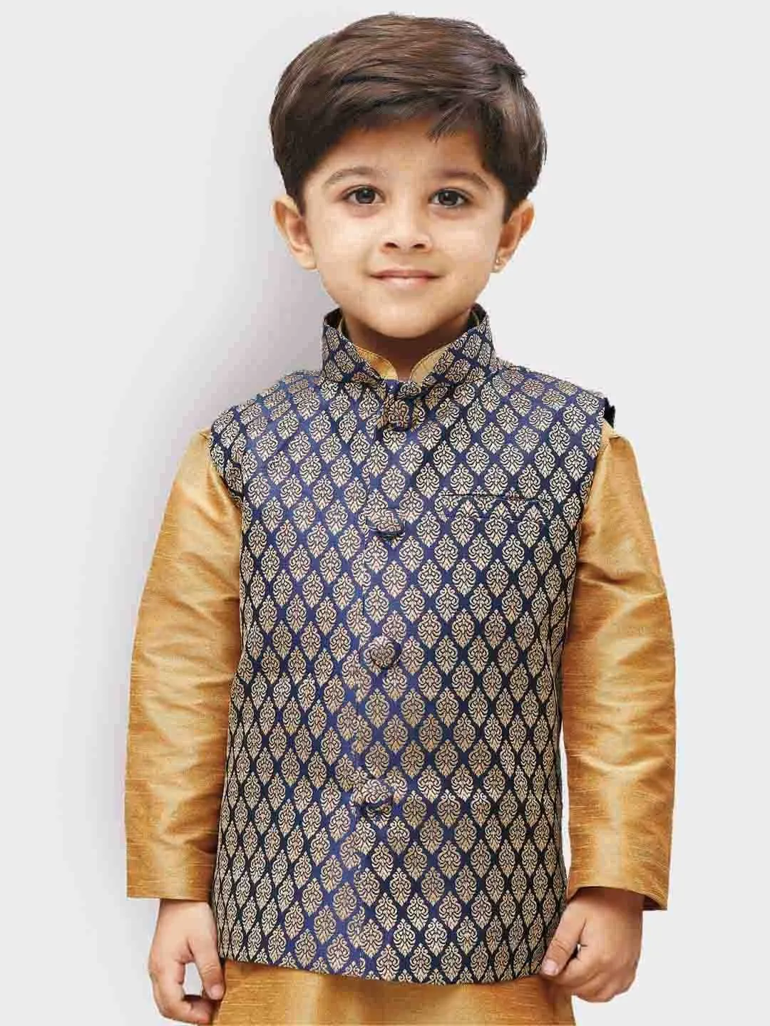 Cotton Silk Blend Nehru Jacket for Boys - Vastramay Boys