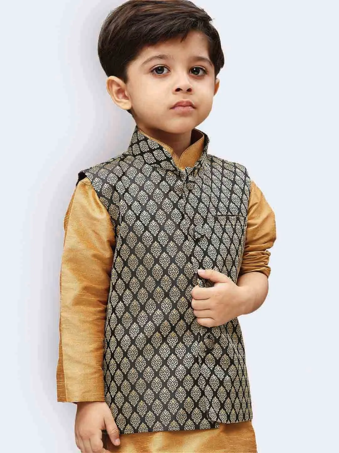 Cotton Silk Blend Nehru Jacket for Boys - Vastramay Boys