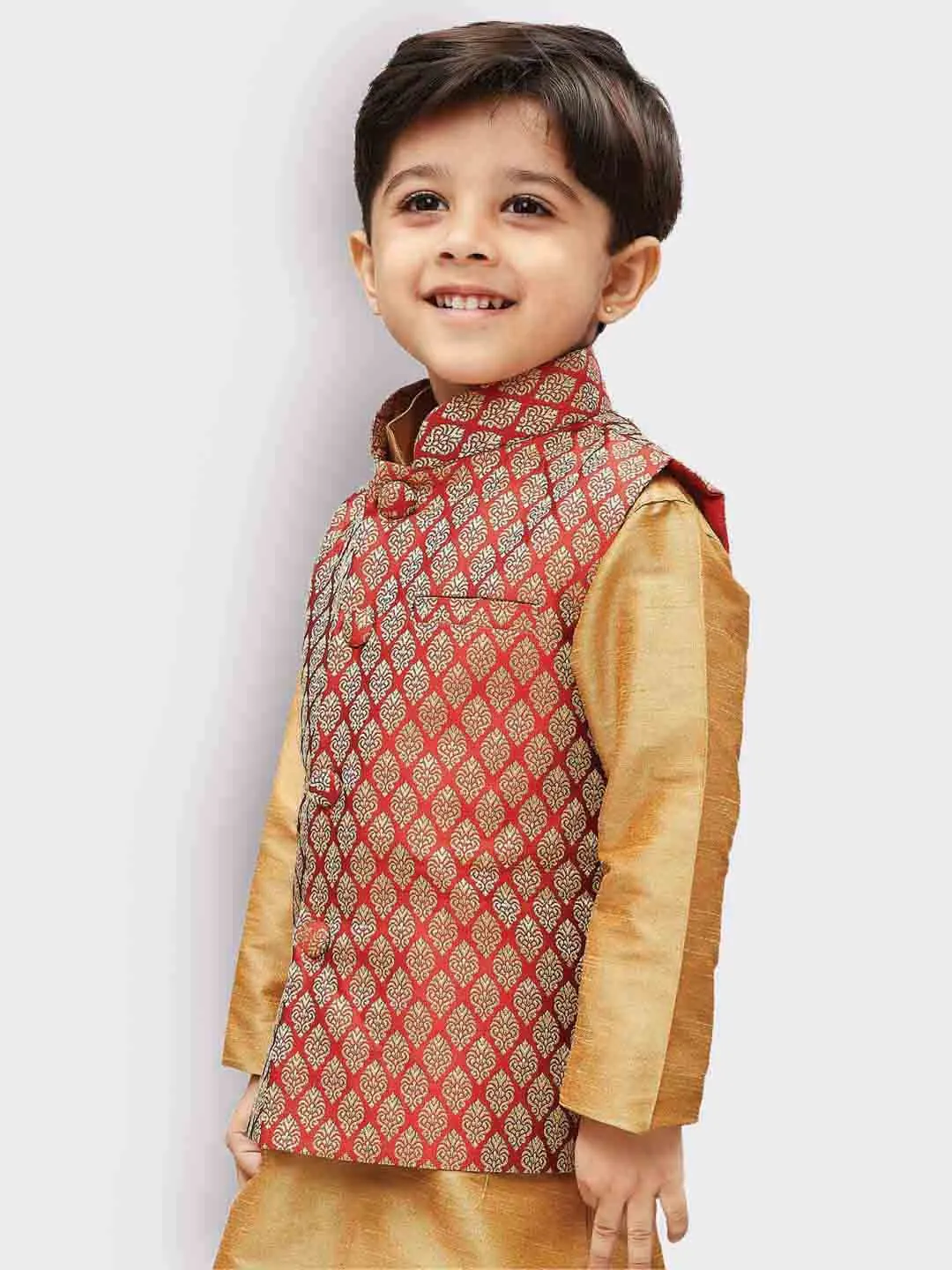 Cotton Silk Blend Nehru Jacket for Boys - Vastramay Boys