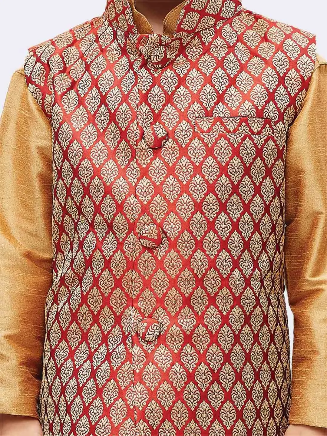 Cotton Silk Blend Nehru Jacket for Boys - Vastramay Boys