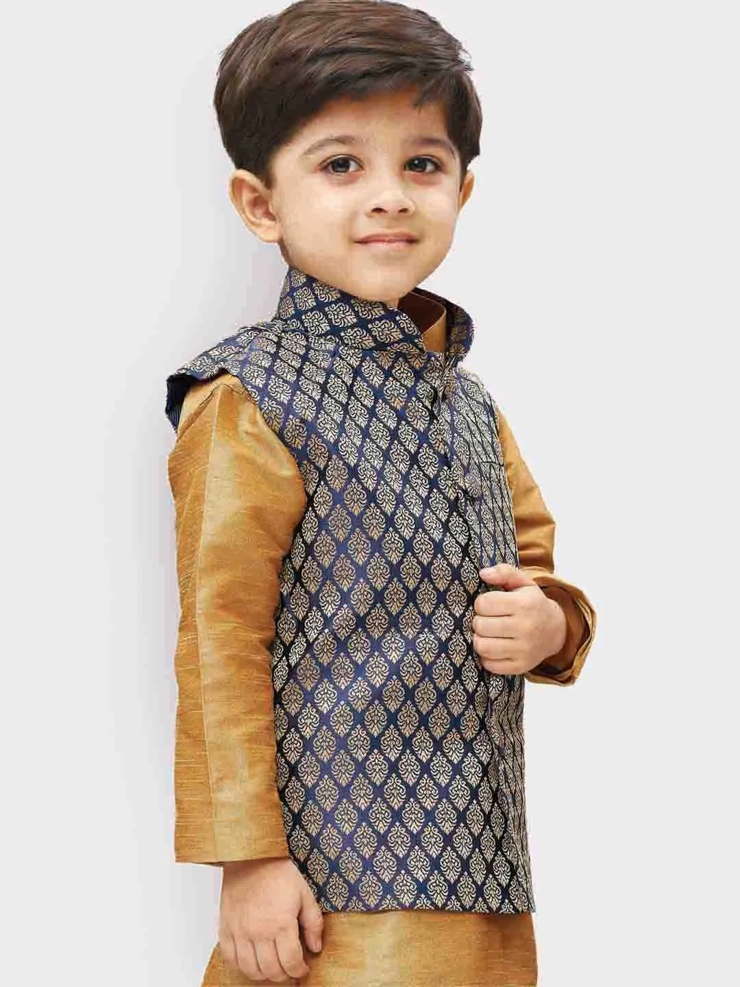 Cotton Silk Blend Nehru Jacket for Boys - Vastramay Boys