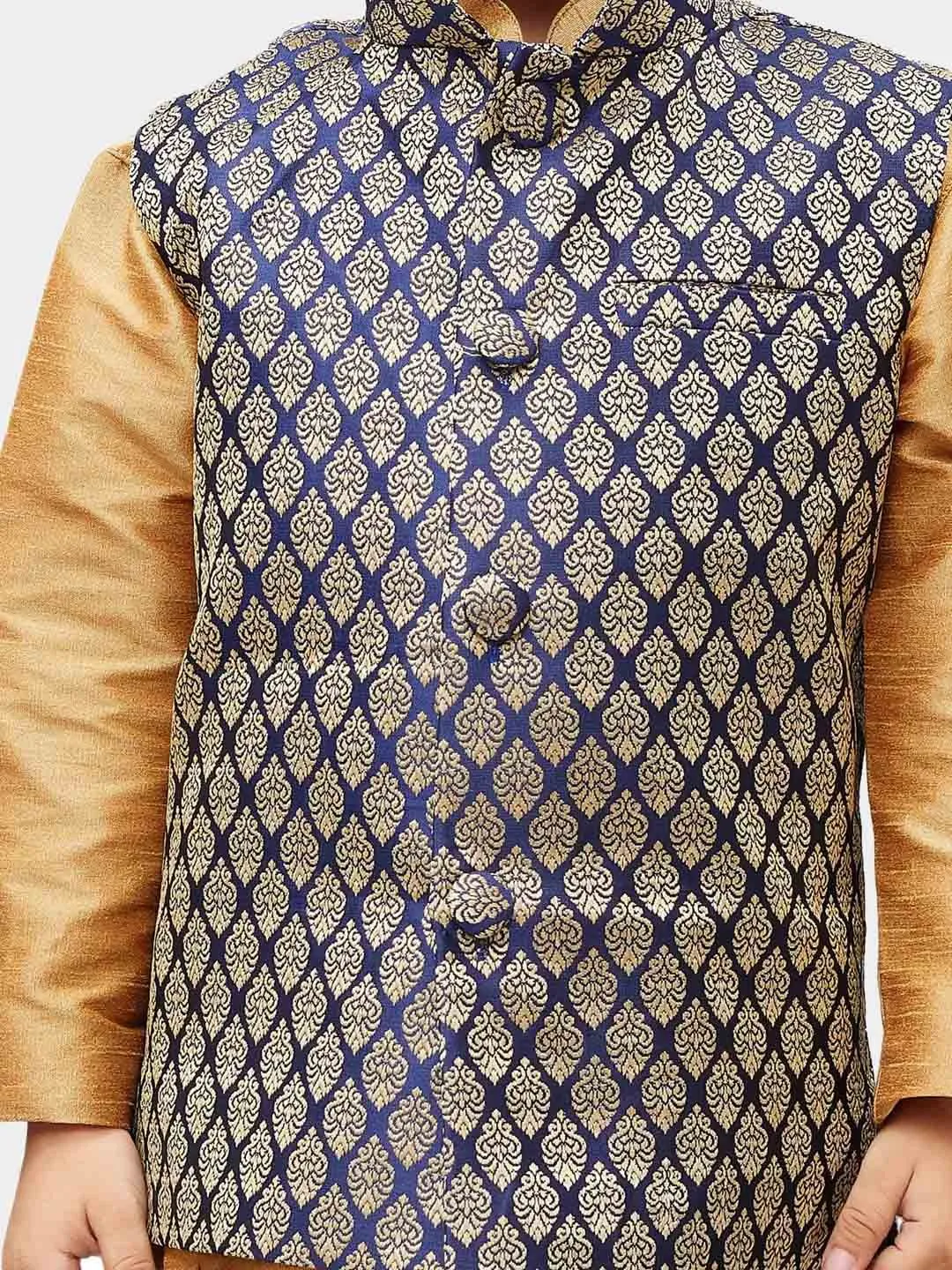 Cotton Silk Blend Nehru Jacket for Boys - Vastramay Boys