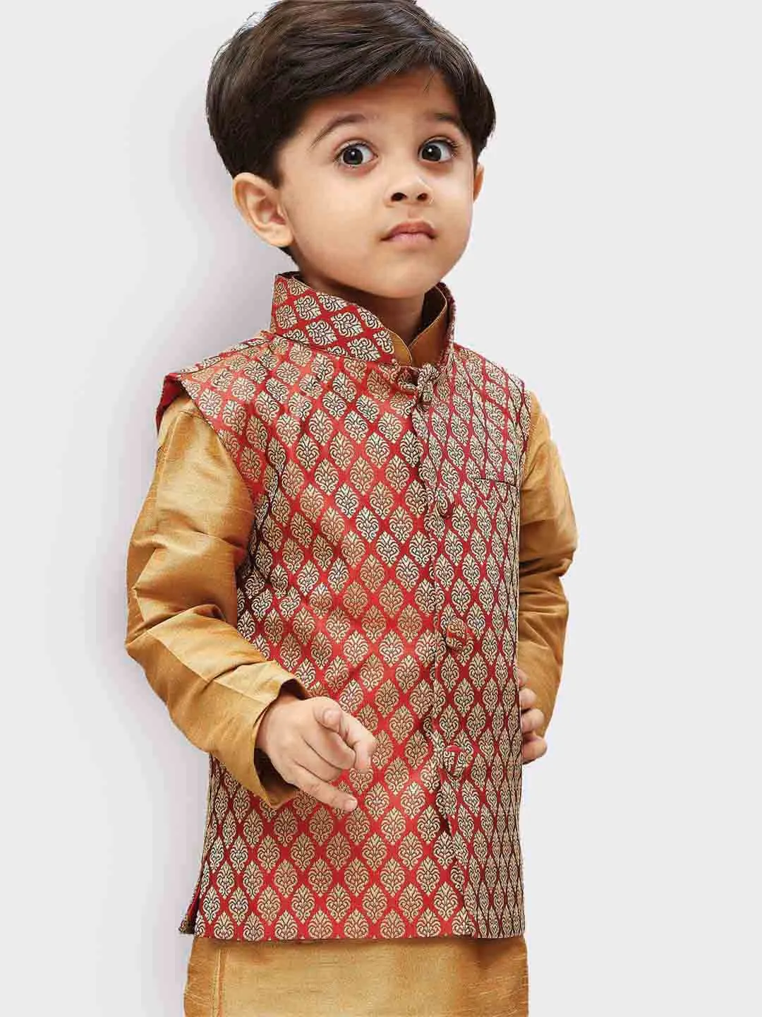 Cotton Silk Blend Nehru Jacket for Boys - Vastramay Boys