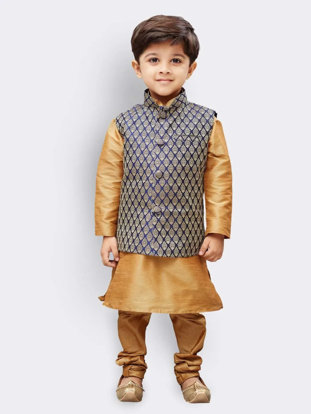 Cotton Silk Blend Nehru Jacket for Boys - Vastramay Boys