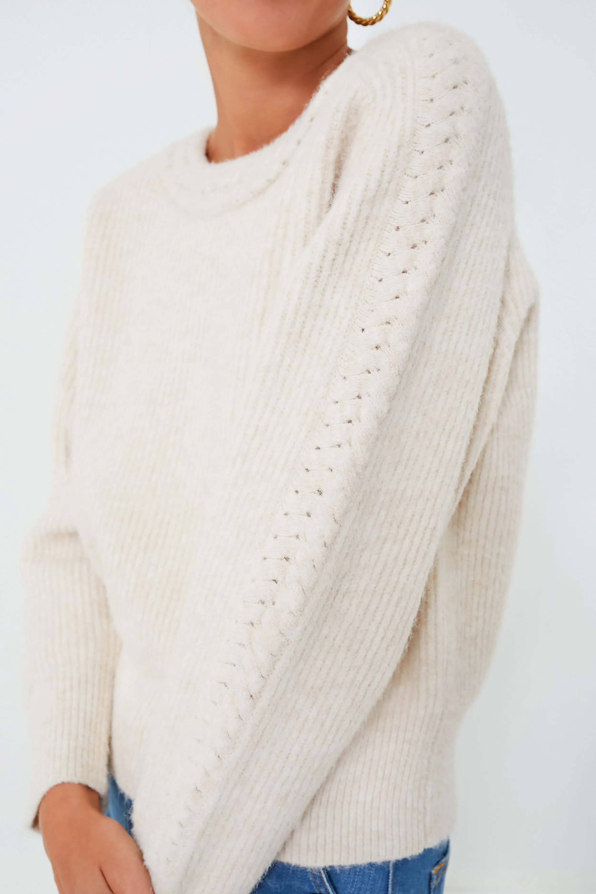 Cream Braided Harlow Sweater