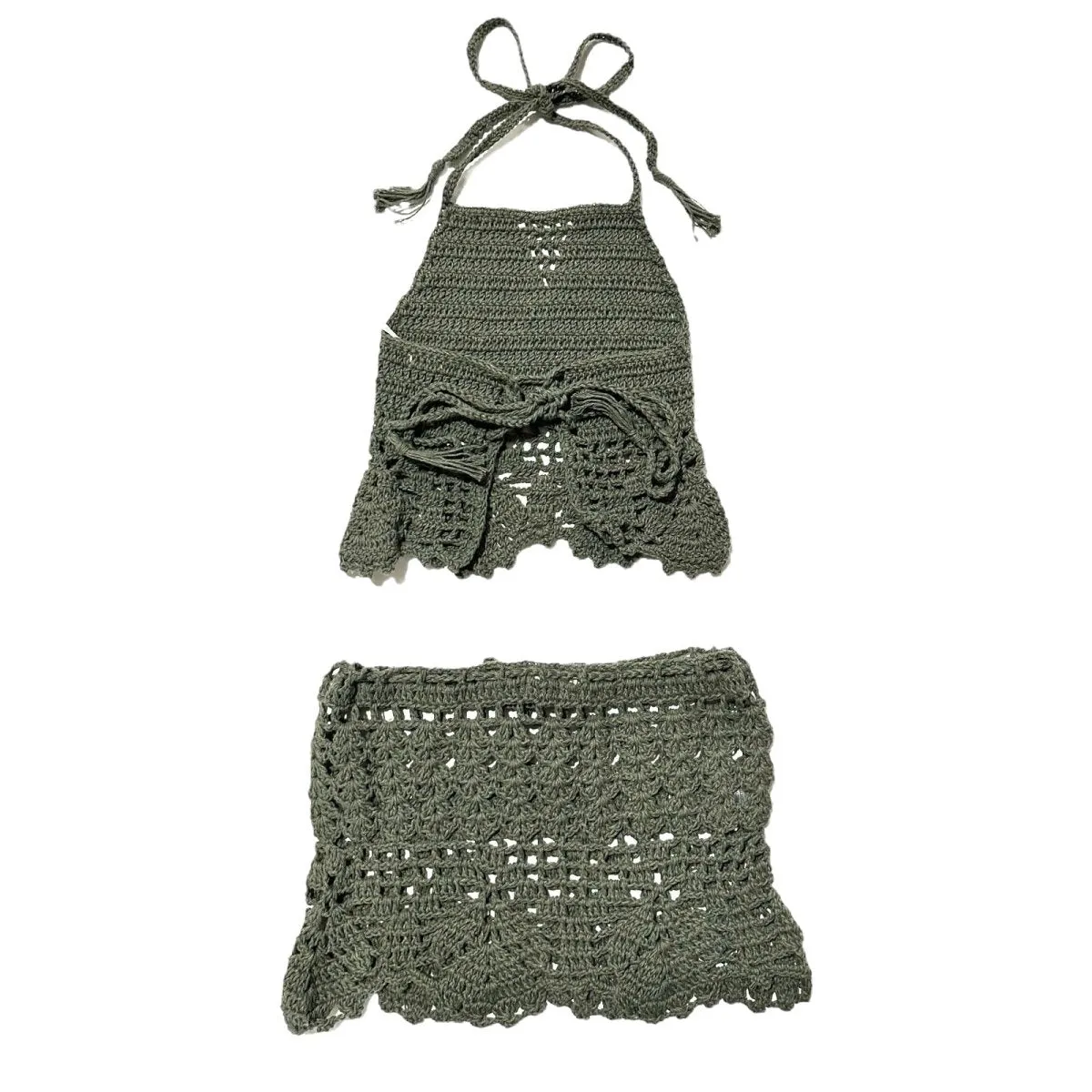 CROCHET HALTER TOP AND SKIRT SET