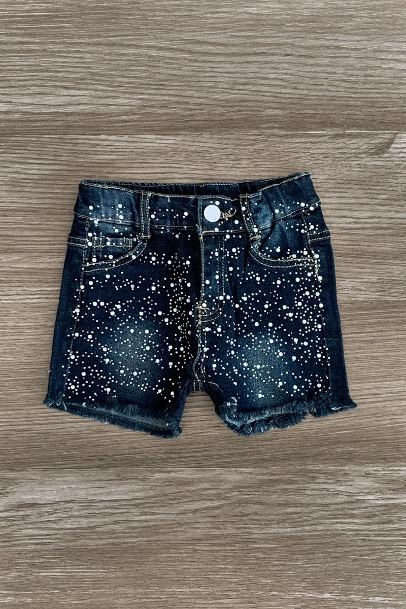 Dark Wash Rhinestone Denim Shorts