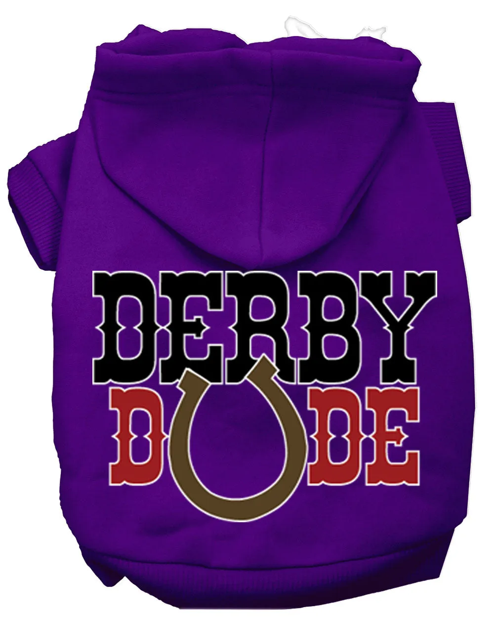 Derby Dude Screen Print Dog Hoodie Purple L