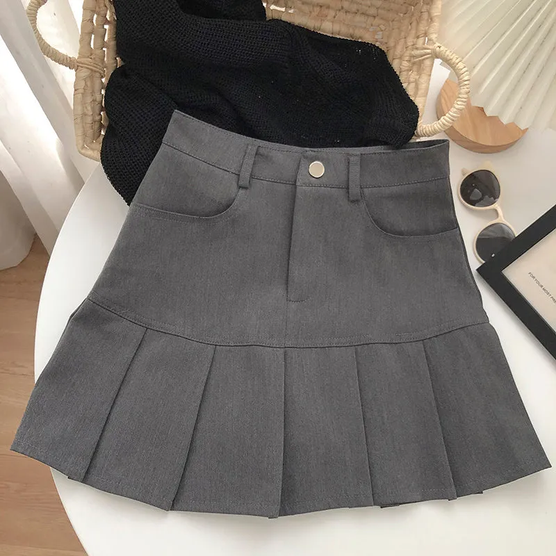 Fashion High-waisted A-line Pleated Skirt