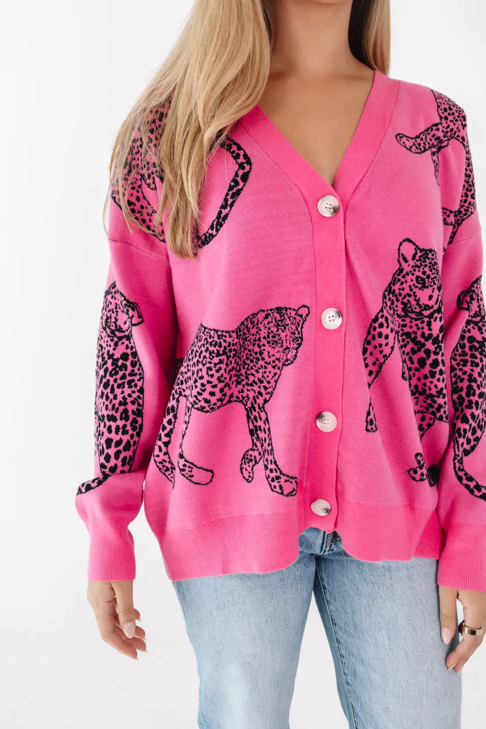 Feline Fierce Cardigan - Pink