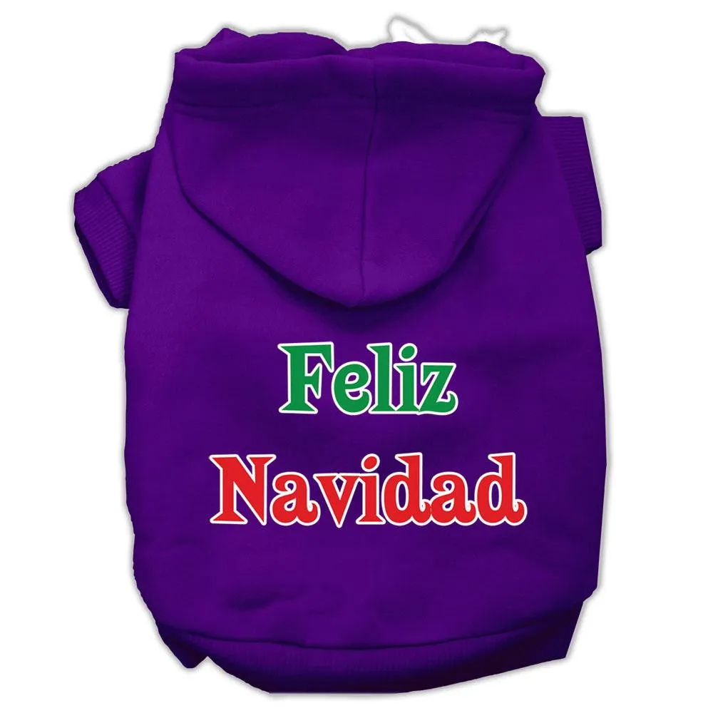 Feliz Navidad Screen Print Pet Hoodies Purple S (10)