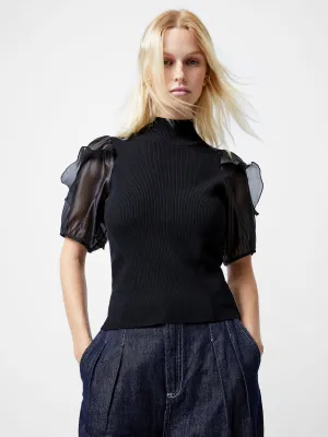 French Connection Kristine Organza Top in Black - 78YCW