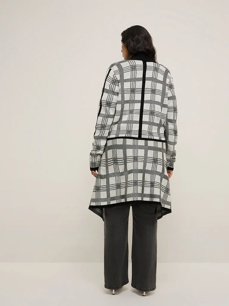 Gia Black & Grey Checkered Long Coat