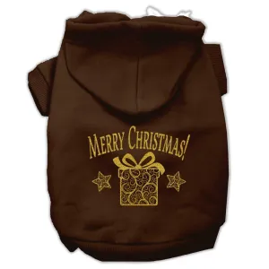 Golden Christmas Present Pet Hoodies Brown Size Sm (10)