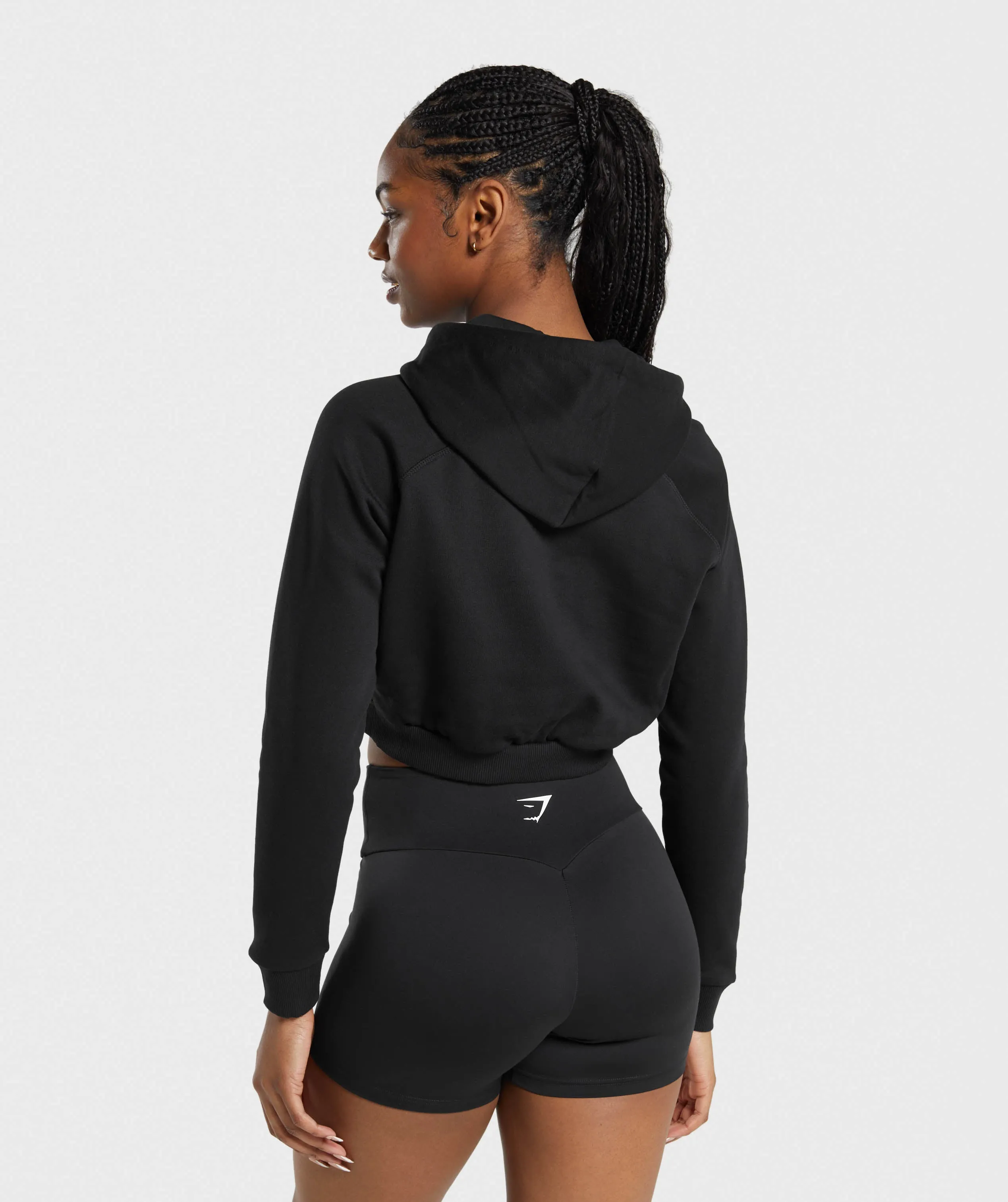 Gymshark Training Fleece Cropped Hoodie - Black