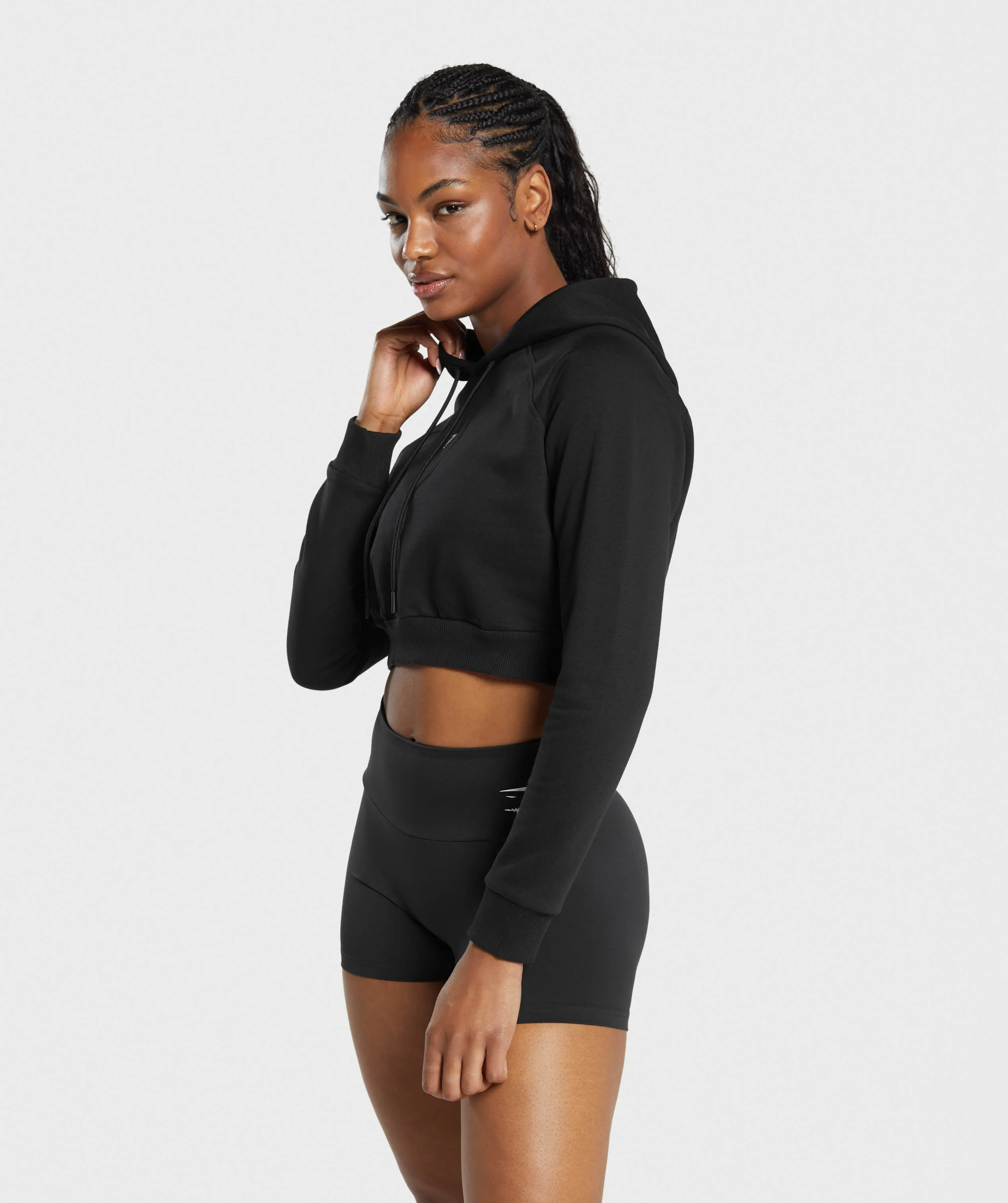 Gymshark Training Fleece Cropped Hoodie - Black