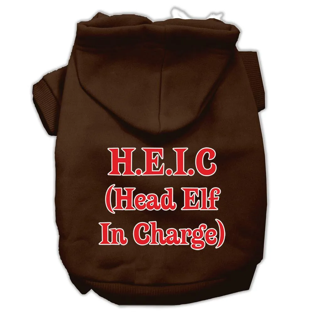 Head Elf In Charge Screen Print Pet Hoodies Brown Size XXL (18)