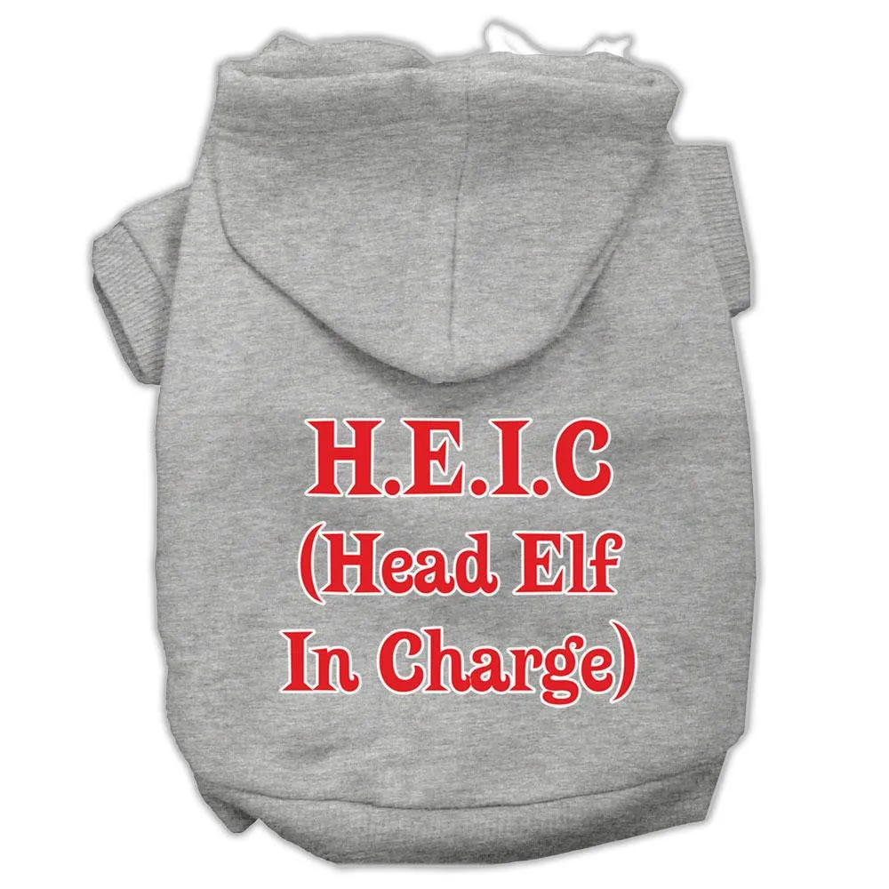 Head Elf In Charge Screen Print Pet Hoodies Grey Size Xxxl (20)