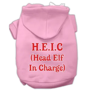 Head Elf In Charge Screen Print Pet Hoodies Light Pink Size Lg (14)