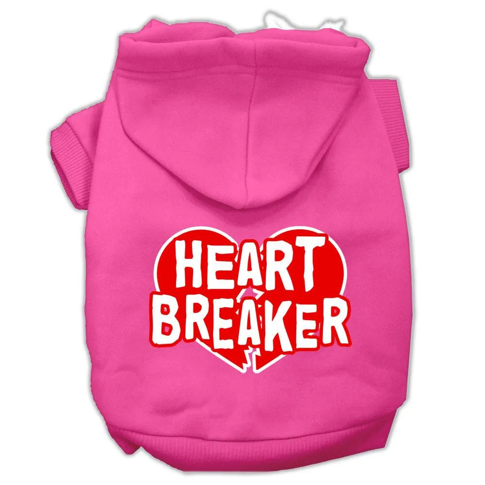 Heart Breaker Screen Print Pet Hoodies Bright Pink Size XL (16)