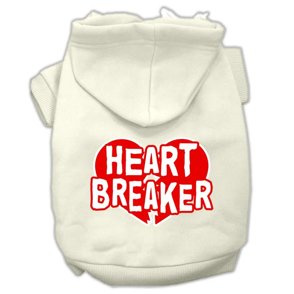 Heart Breaker Screen Print Pet Hoodies Cream Size XXL (18)