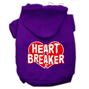 Heart Breaker Screen Print Pet Hoodies Purple Size Sm (10)