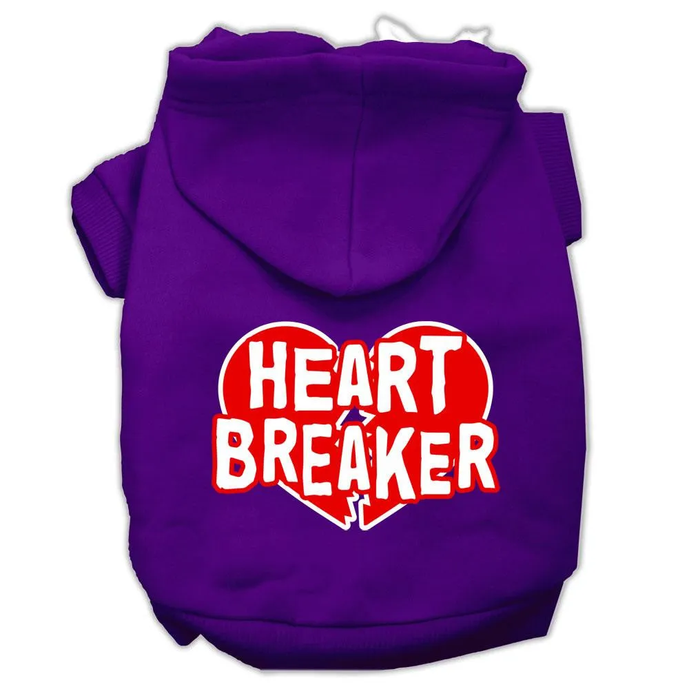 Heart Breaker Screen Print Pet Hoodies Purple Size Sm (10)