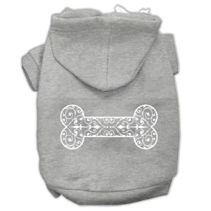 Henna Bone Screen Print Pet Hoodies Grey Size Xs (8)