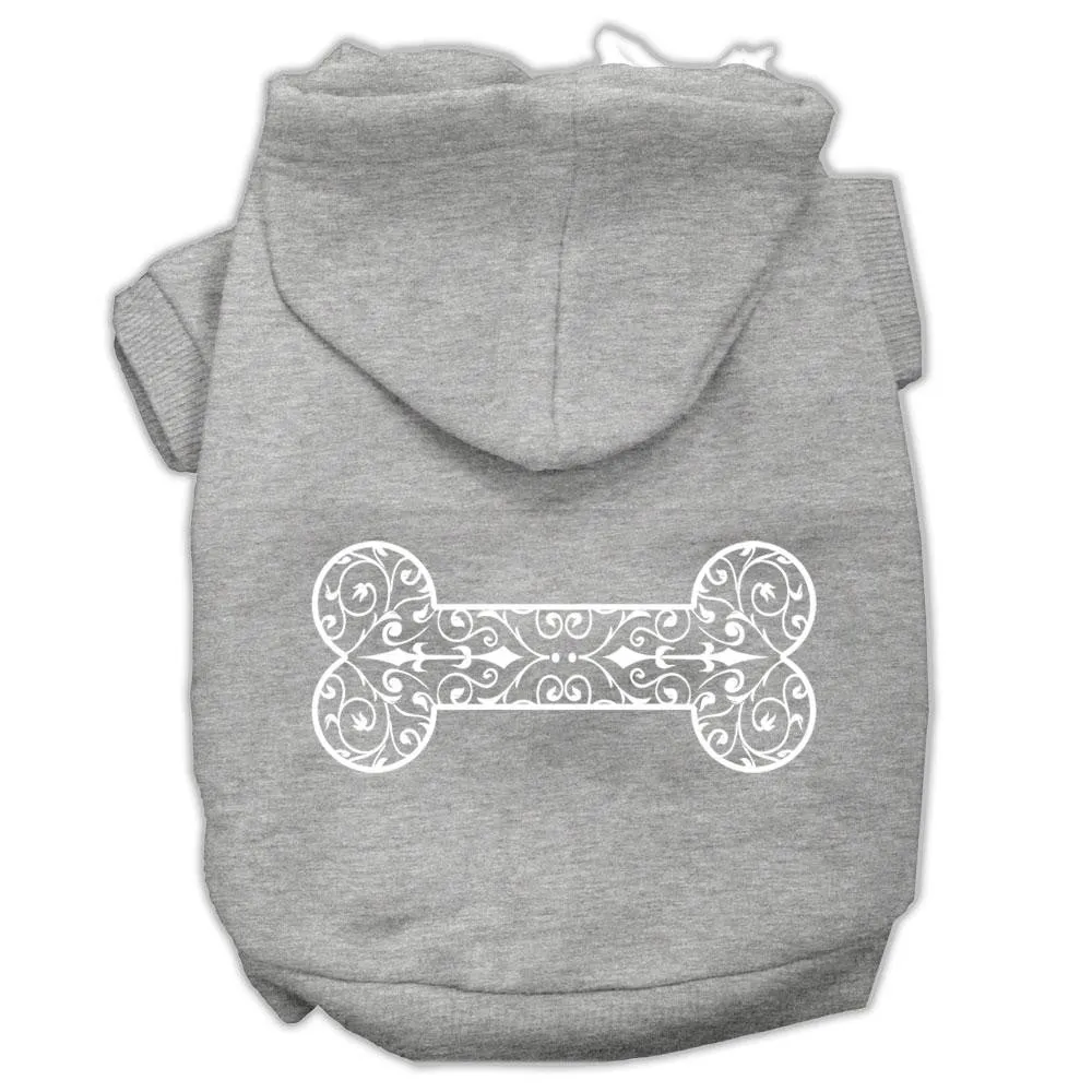 Henna Bone Screen Print Pet Hoodies Grey Size Xs (8)