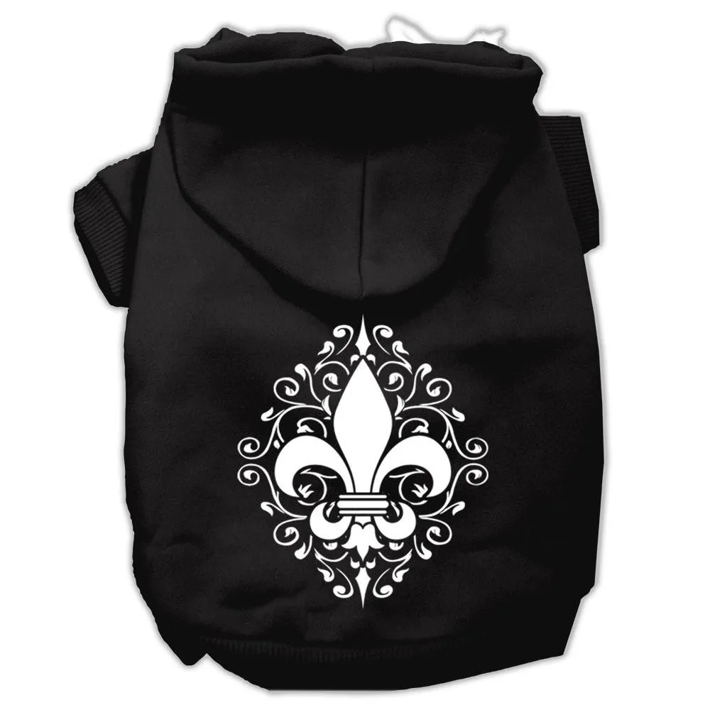 Henna Fleur De Lis Screen Print Pet Hoodies Black Size XL (16)