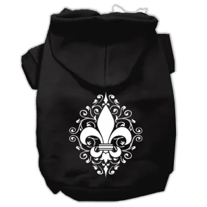 Henna Fleur De Lis Screen Print Pet Hoodies Black Size XXXL (20)