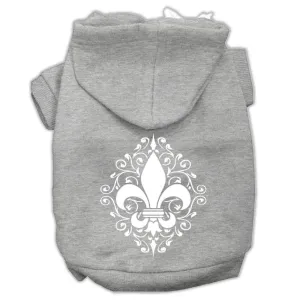 Henna Fleur De Lis Screen Print Pet Hoodies Grey Size Xs (8)