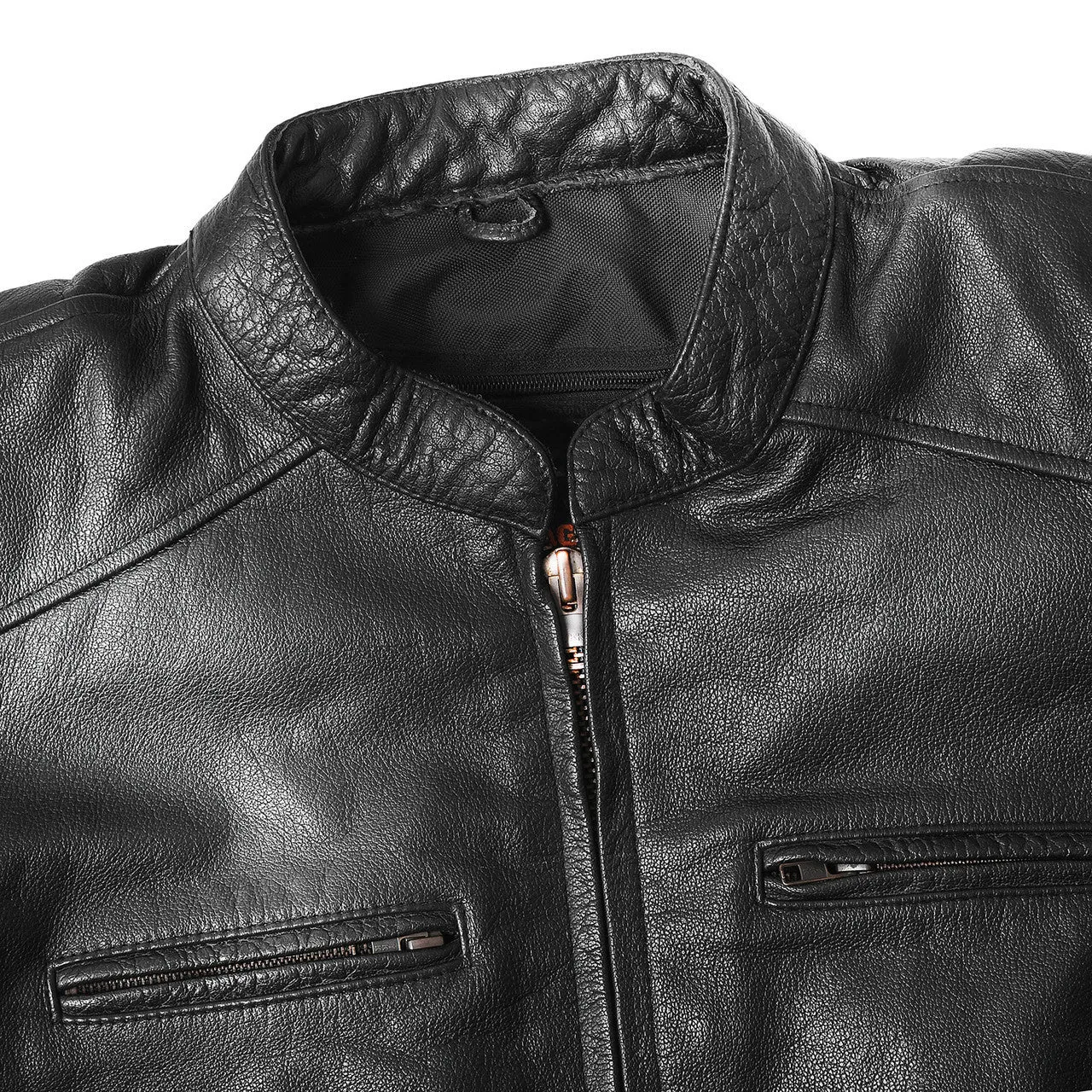 High Mileage Mens Dual Conceal Carry Vented Sport Style Cowhide Leather Biker Motorcycle Riding Jacket